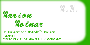 marion molnar business card